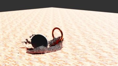 Some object is attracting metal particles from some distance. It seems that they behave like ferromagnetic liquid.