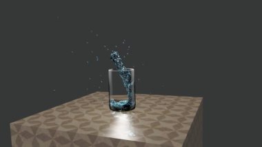 Water fluid is flowing in some empty glass.