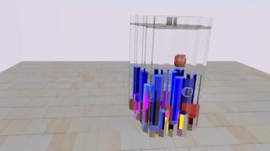 Altıgenler kapalı bir kutunun içindeki iki top gibi melodi animasyonunda hareket ediyorlar. Komik sesli görselleştirici temalı video.