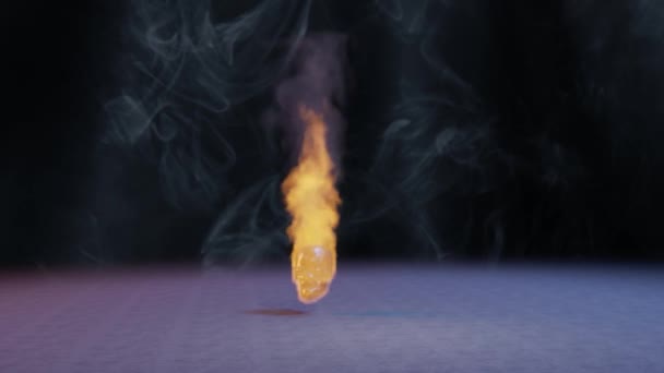 Flammen Schlagen Aus Einem Brennenden Schädel Einer Fiktiven Fantasy Umgebung — Stockvideo