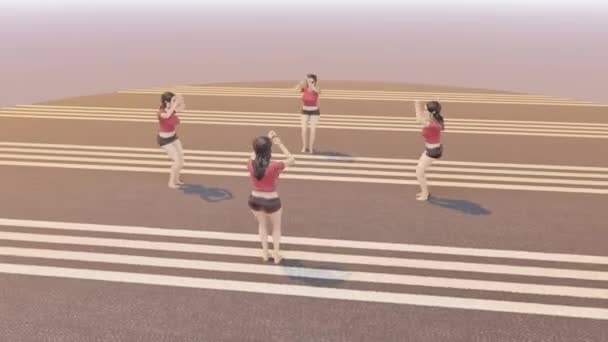 Four Ragdolls Jumps Simultaneously Together Intention Meet One Point — 图库视频影像