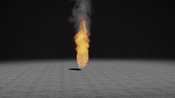 Flames Rising Burning Skull Another Interesting Fire Smoke Simulation Video — Stockvideo