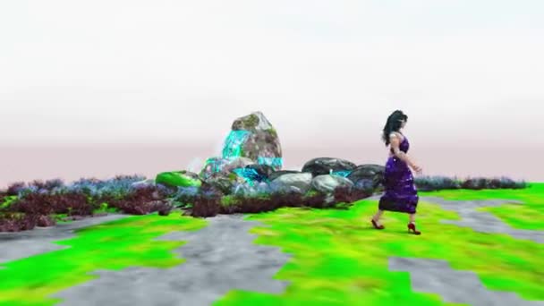 Funny Video Animation Fictional Model Wearing Some Nice Long Dress — Vídeo de Stock