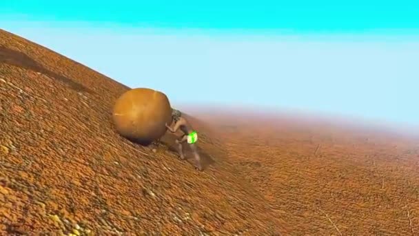 Funny Video Animation Greek Mythology Theme Syisyphus Moving Some Rock — Vídeo de Stock