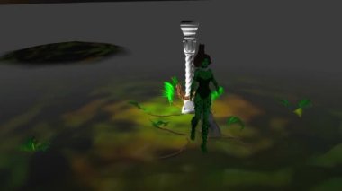 Female character is dancing while plants are growing. These two events are actually correlated. 