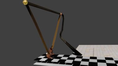 Rabbit is jumping on some spring platforms and has two safety ropes attached to themself. Two air mattress aith some bouncing balls are nearby.