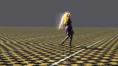 Strange needle looking like particles are attracted by some cube.