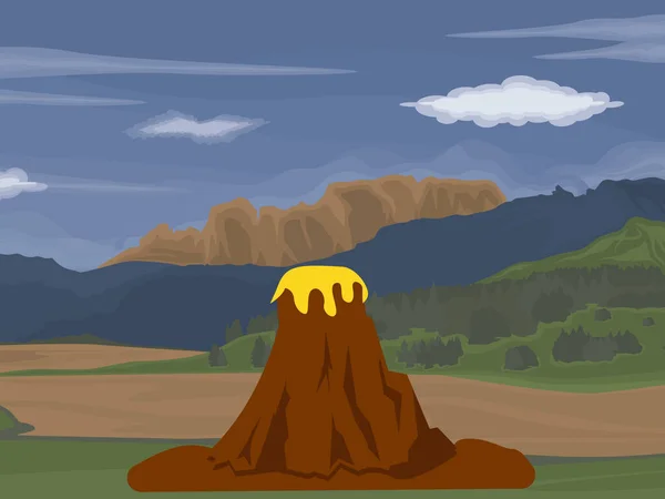 landscape with a campfire in the mountains, nature scenery