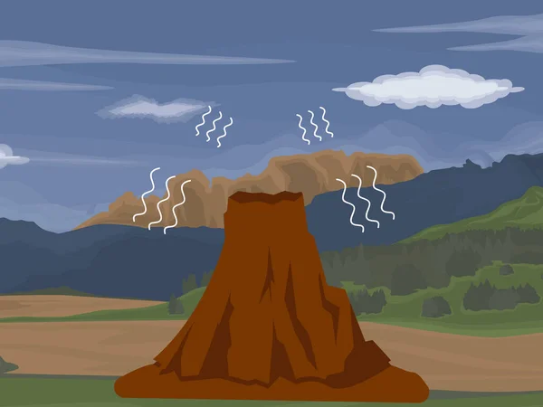 landscape with a campfire in the mountains, nature scenery