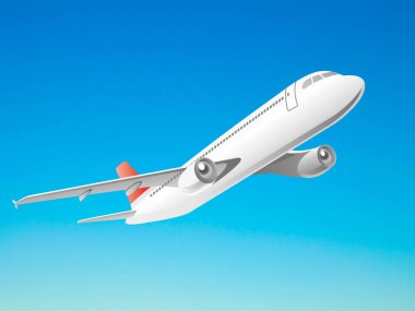 Mavi gökyüzünde uçan uçak