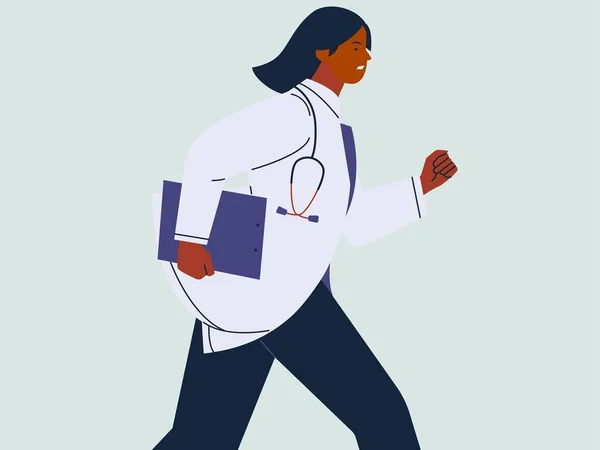 african american nurse with stethoscope and a clipboard with an empty document.