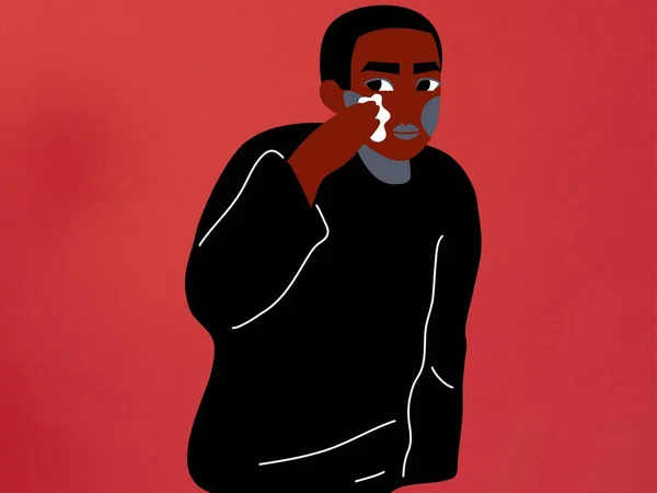 Beauty cream using in his face.