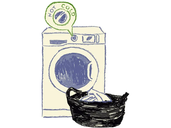 El çizimi bir çamaşır makinesi.