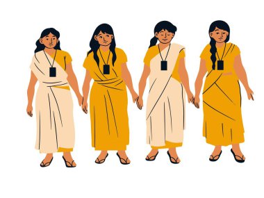 Hintli insanlar çizgi film vektör illüstrasyon grafik tasarımı 