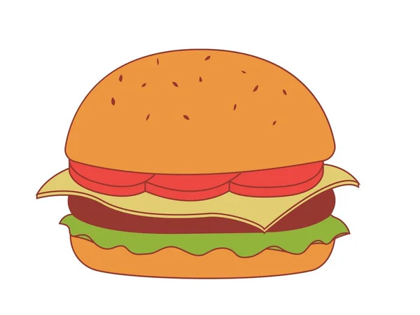 Burger Hamburger Ikon Rajzfilm Vektor Hamburger Gyorsétterem — Stock Fotó