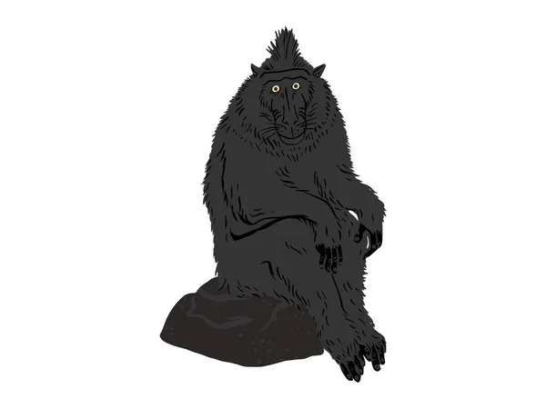 Escena Dibujos Animados Con Lobo Negro Grande Sobre Fondo Blanco — Foto de Stock