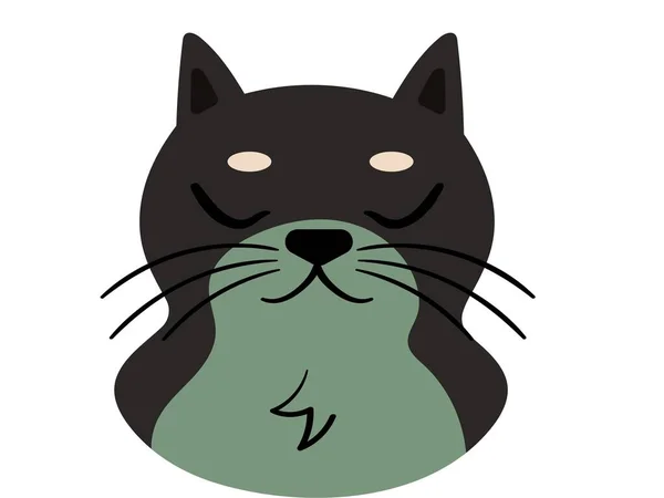 Yeşil gözlü kedi, illüstrasyon, beyaz arka planda vektör.. 