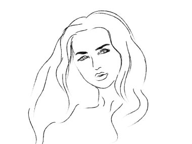 Genç ve güzel bir kadının çizimi. 