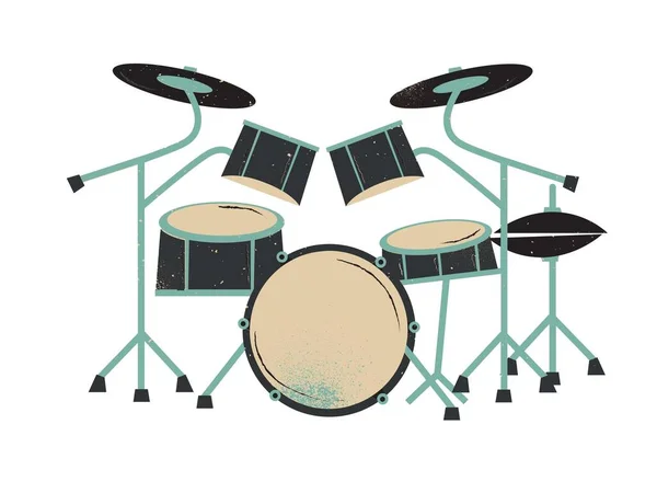 Cartone Animato Retrò Con Stile Music Drum Kit — Foto Stock