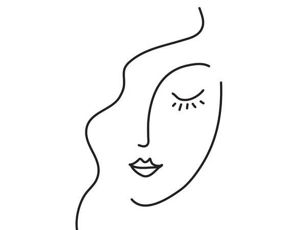 Rosto Mulher Com Linha Arte Linha Desenho — Fotografia de Stock