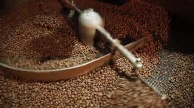 Barista kahve dükkanında sıcak kahve yapıyor. Kahve makinesinde sıcak kahve yapma süreci. iş konsepti, küçük işletme, başlangıç sektörü