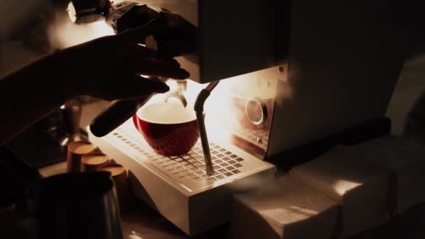 Barista Making Hot Coffee Coffee Shop Process Making Hot Coffee — Stock Video