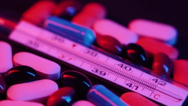 Pills Syringe Drug Revolve Black Background Concept Drug Addiction Banditry — Stok video