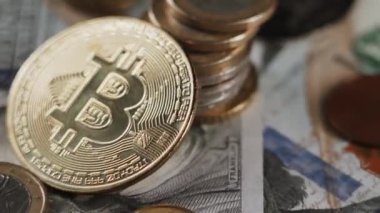 Bitcoin BTC coin rotating on a black background