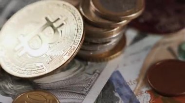 Bitcoin BTC coin rotating on a black background