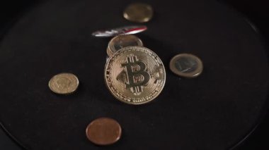 Bitcoin BTC coin rotating on a black background