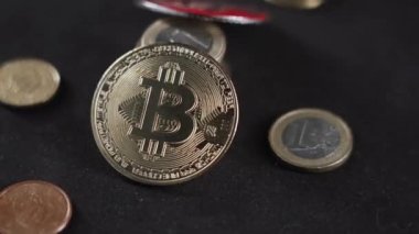 Bitcoin BTC coin rotating on a black background