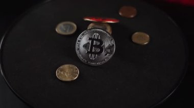 Bitcoin BTC coin rotating on a black background