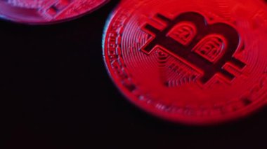 Bitcoin BTC coin rotating on a black background