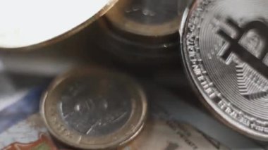 Bitcoin BTC coin rotating on a black background