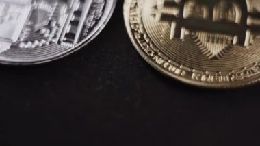Bitcoin BTC coin rotating on a black background
