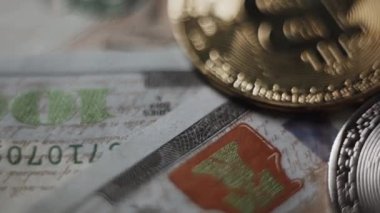 Bitcoin BTC coin rotating on a black background