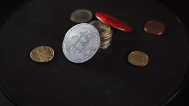 Bitcoin BTC coin rotating on a black background