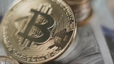 Bitcoin BTC coin rotating on a black background