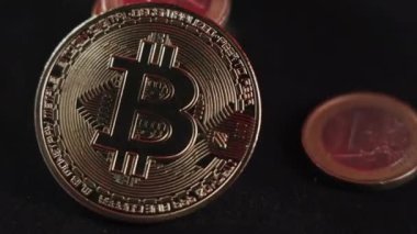 Bitcoin BTC coin rotating on a black background