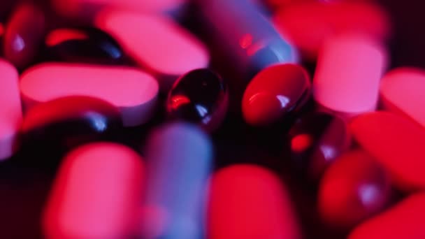 Pills Syringe Drug Revolve Black Background Concept Drug Addiction Banditry — стоковое видео