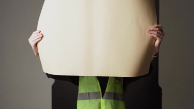 Construction worker. Woman engineer on white background in studio