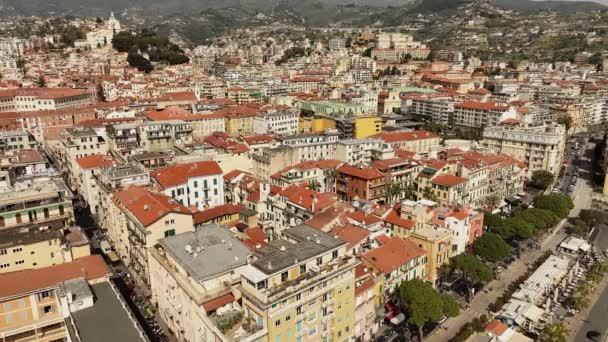Letecký Pohled Sanremo Italské Město Pobřeží Ligurie Severní Itálie — Stock video