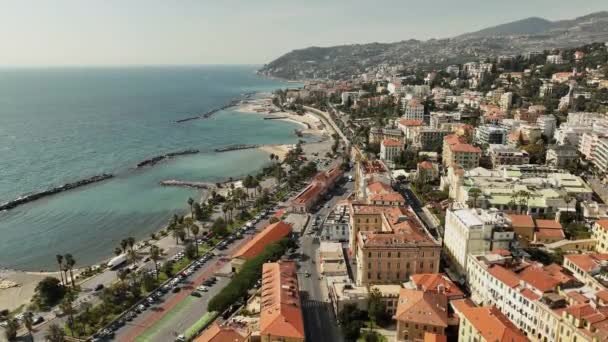 Légi Kilátás Sanremo Olasz Város Tengerparton Liguria Észak Olaszország — Stock videók