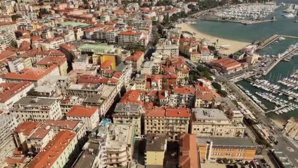 Flygfoto Över Sanremo Italiensk Stad Vid Kusten Ligurien Norra Italien — Stockvideo