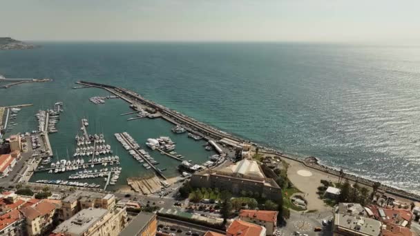 Letecký Pohled Sanremo Italské Město Pobřeží Ligurie Severní Itálie — Stock video