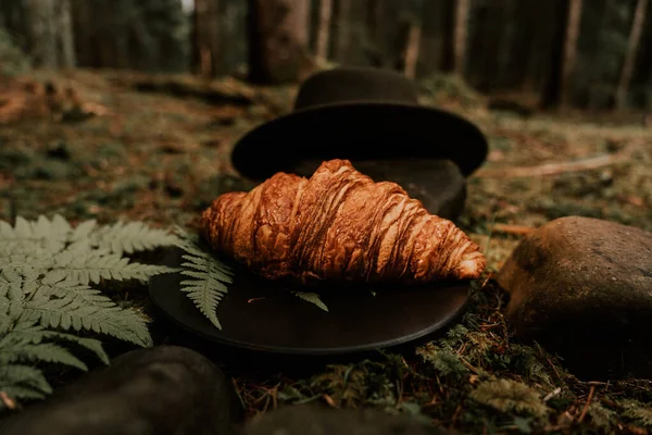 Croissant Francés Bosque Pinos — Foto de Stock