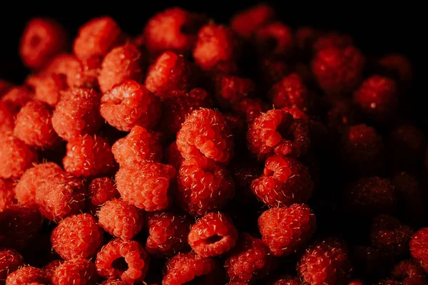 Čerstvé Zralé Šťavnatá Malina Pozadí Zblízka Berry Jídlo Pozadí Gastronomický — Stock fotografie