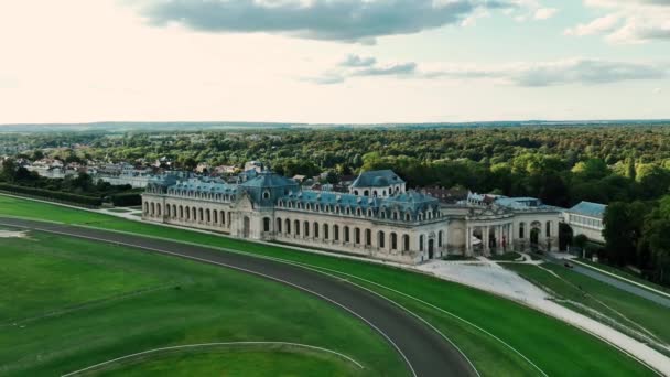 Chateau Chantilly Castillo Chantilly Oise Picardie Francia Drone Chot — Vídeos de Stock