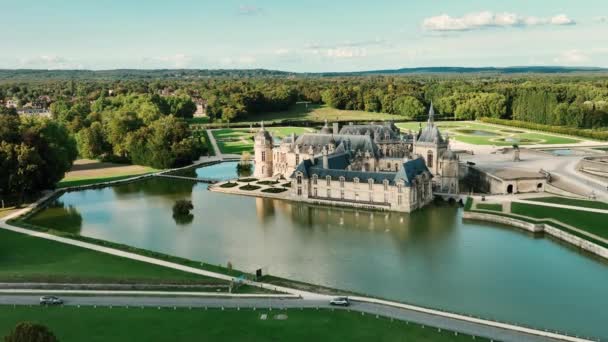 Chateau Chantilly Zamek Chantilly Oise Picardie Francja Drone Chot — Wideo stockowe
