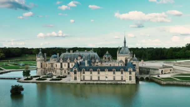 Chateau Chantilly Castello Chantilly Oise Piccardie Francia Drone Chot — Video Stock